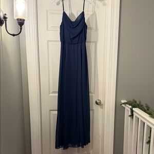 Chic Navy Blue Spaghetti Strap Maxi Dress